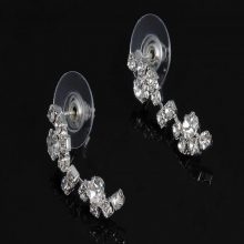 Silver Crystal Choker Necklace + Earrings Set
